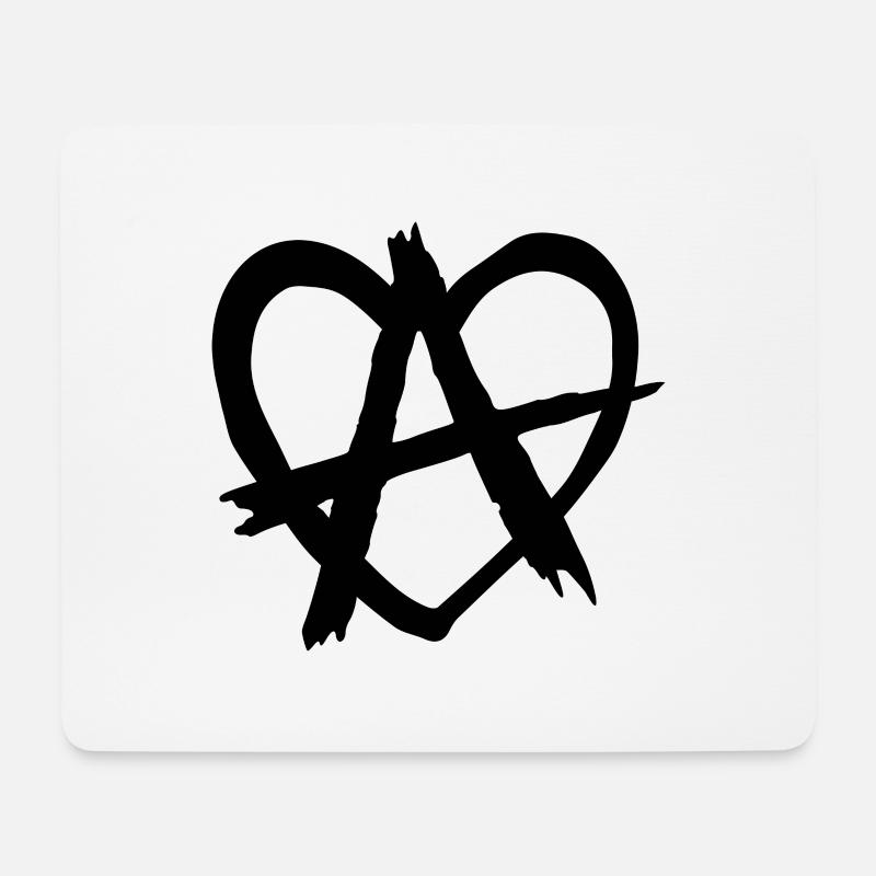 Anarchie Herz, Revolution, Punk, schwarz - Mousepad (Querformat) - Weiß