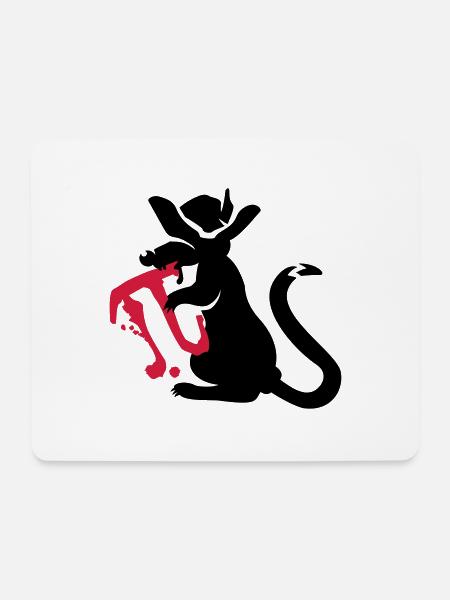 pi-rat / Pi-Ratte (e, 2c) - Mousepad (Querformat) - Weiß