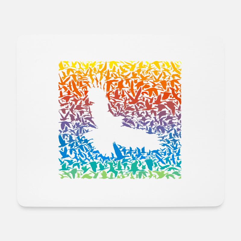 Abstract rainbow predator bird and its prey - Mouse Pad (horizontal) - white