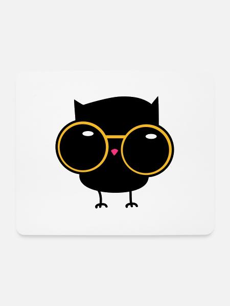 Eule mit Sonnenbrille - Mousepad (Querformat) - Weiß