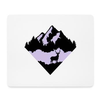 Deer, Forrest and Mountains - Mouse Pad (horizontal) - white - Front