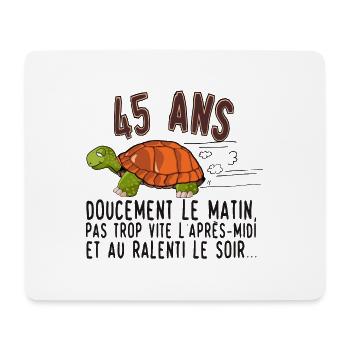45 ans tortue anniversaire doucement vite ralenti - Tapis de souris (format paysage) - blanc - Devant