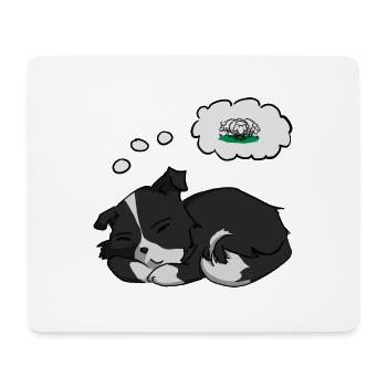 Un mignon chiot border collie qui rêve de moutons. - Tapis de souris (format paysage) - blanc - Devant