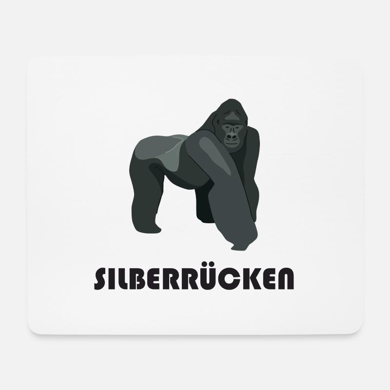 Silberrücken | Gorilla - Mousepad (Querformat) - Weiß