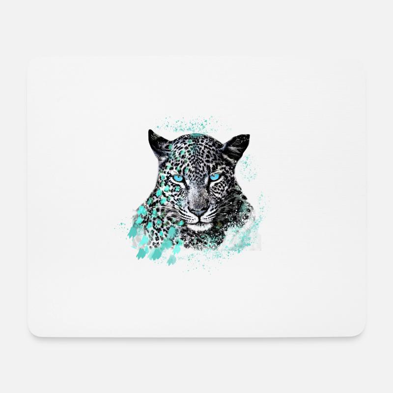 leopard, katze, wildkatze, graffiti, malerei,mint - Mousepad (Querformat) - Weiß
