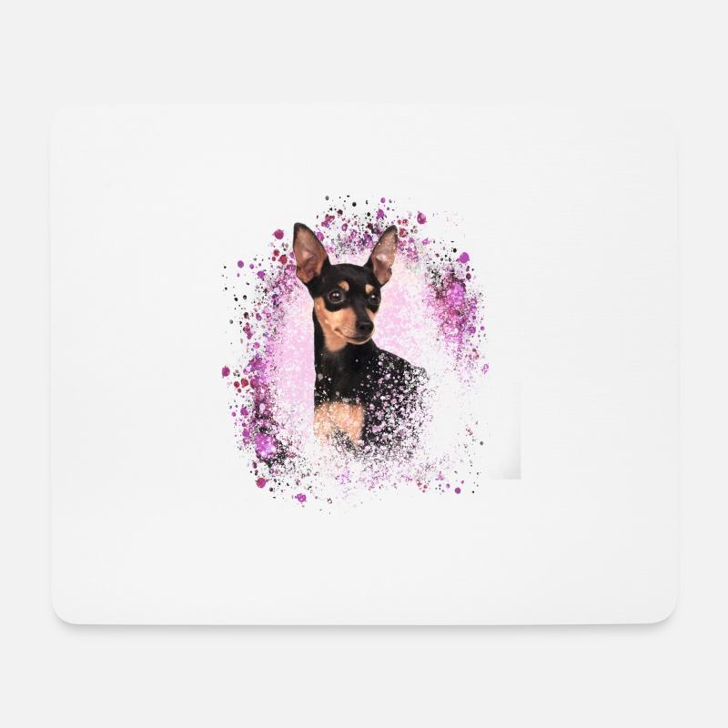 pinscher ,zwergpinscher, rosa,Hund ,malerei - Mousepad (Querformat) - Weiß