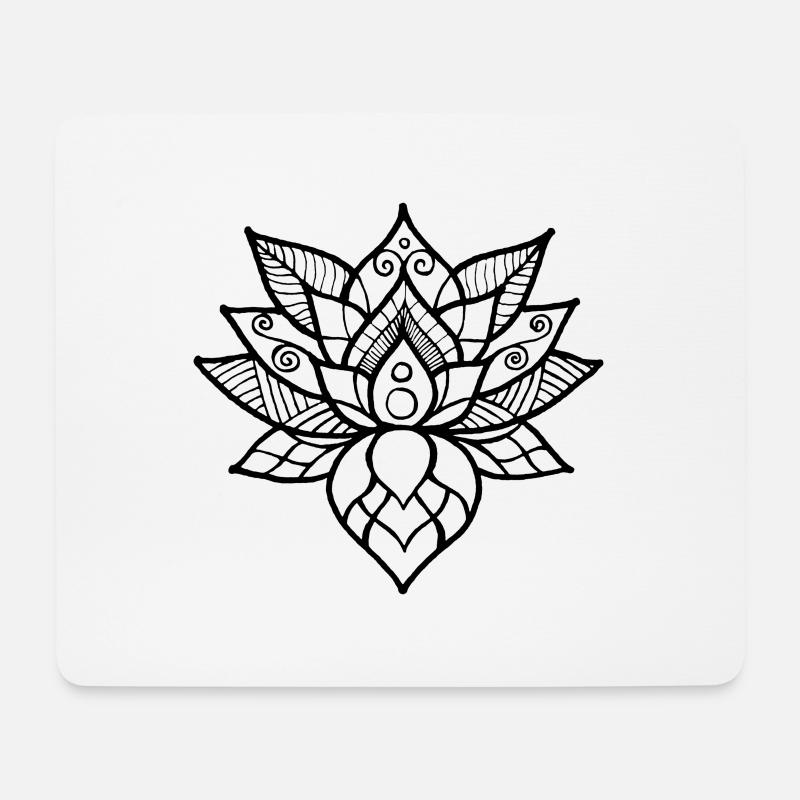 Lotus Blume - Lotus Mandala - Mousepad (Querformat) - Weiß