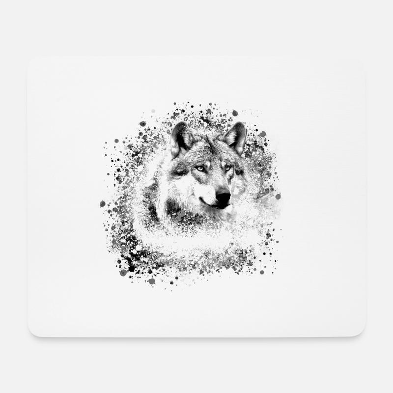 wolf,grau,hund, schäferhund,Hund, malerei,graffiti - Mousepad (Querformat) - Weiß