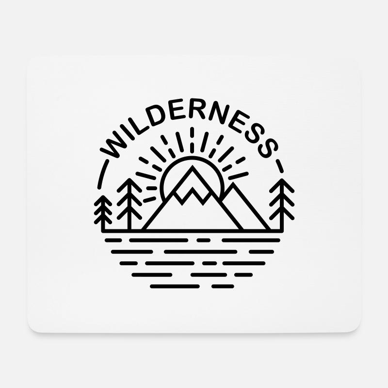 Wilderness mountain line art - Mouse Pad (horizontal) - white