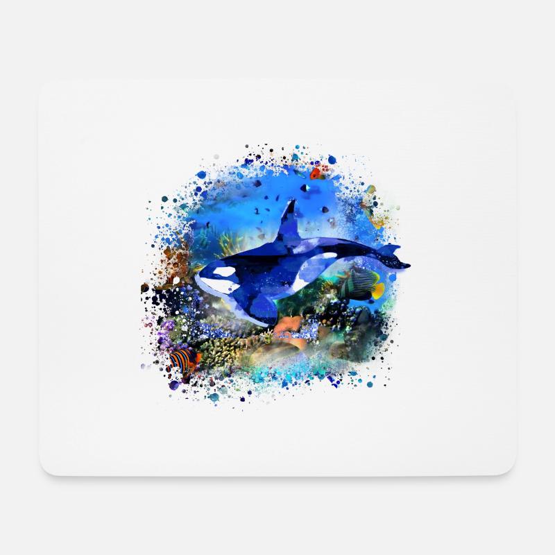 wal,bunt,aquarium,fische,meer,unterwasser - Mousepad (Querformat) - Weiß