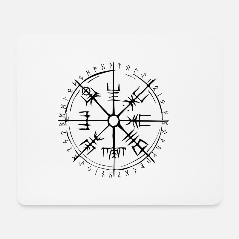 Vegvisir Wikinger Kompass mit Runenkreis - Mousepad (Querformat) - Weiß