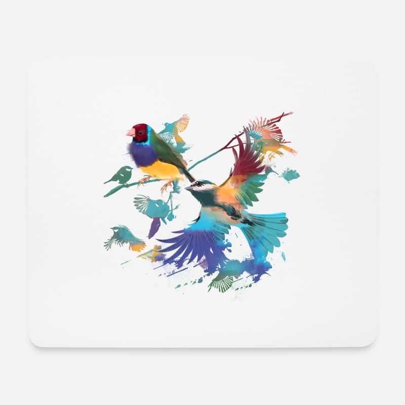 Vögel,fink,meise, vogelschwarm, Graffiti,bunt - Mousepad (Querformat) - Weiß