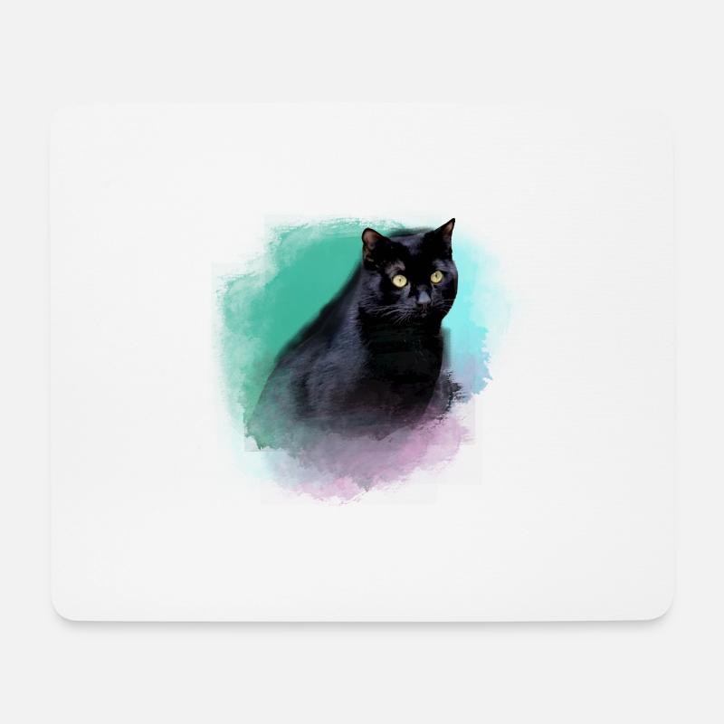 katze,siamkatze,schwarze katze,aquarell ,bunt - Mousepad (Querformat) - Weiß