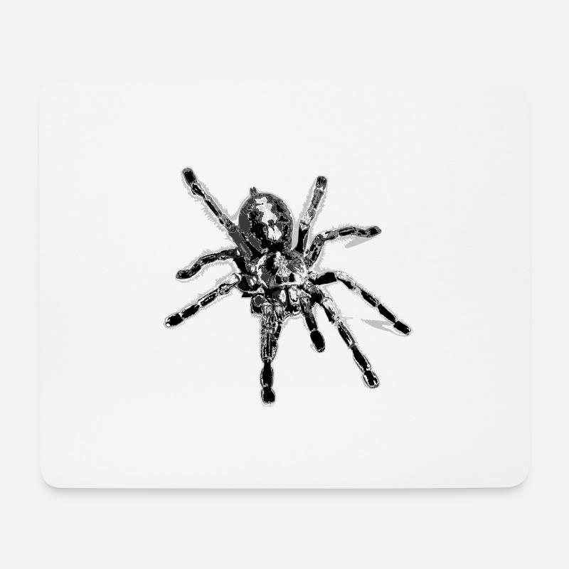 Tigerspinne schwarz, Spinne, - Mousepad (Querformat) - Weiß
