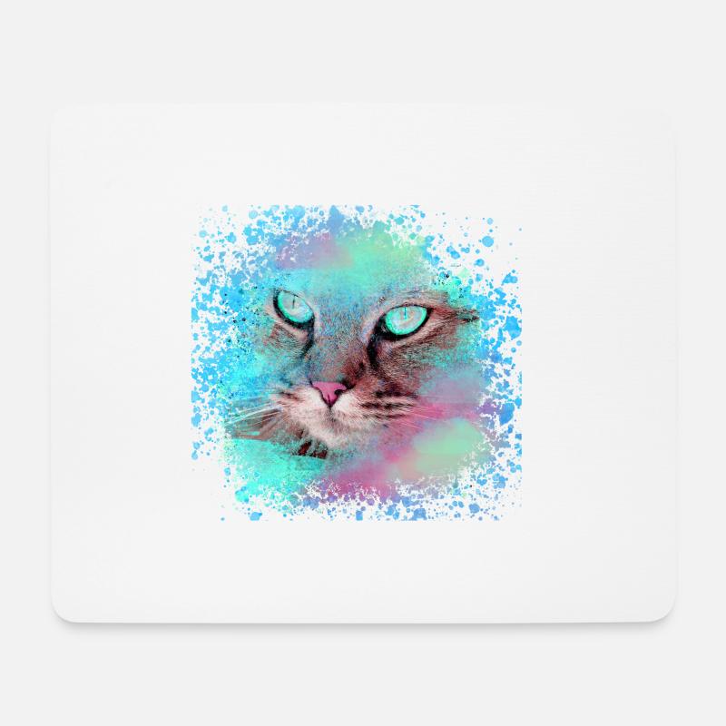 siamkatze, neon, katze,graffiti, Malerei ,aquarell - Mousepad (Querformat) - Weiß