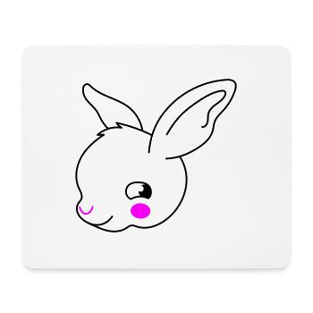 Two color rabbit face ears - Mouse Pad (horizontal) - white - Front
