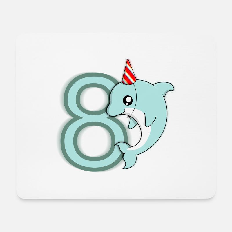 8 Jahre Geburtstagsdelfin - Mousepad (Querformat) - Weiß