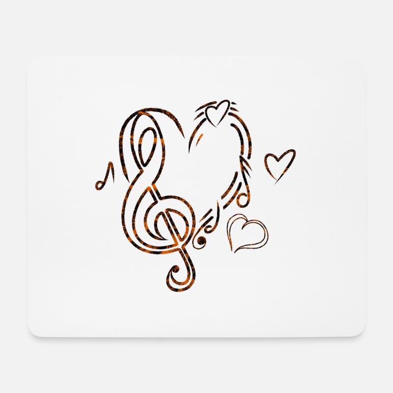 Musik Herz Orange - Mousepad (Querformat) - Weiß