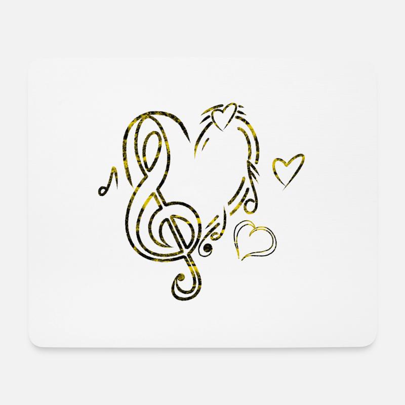 Musik Herz Gelb - Mousepad (Querformat) - Weiß