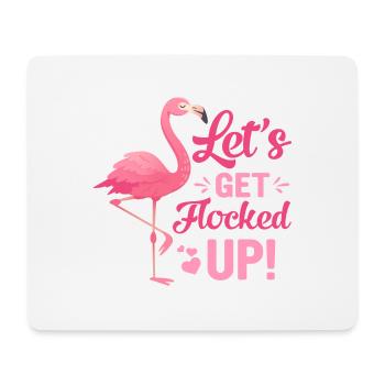 Lass uns in Scharen strömen, Flamingo - Mousepad (Querformat) - Weiß - Vorne