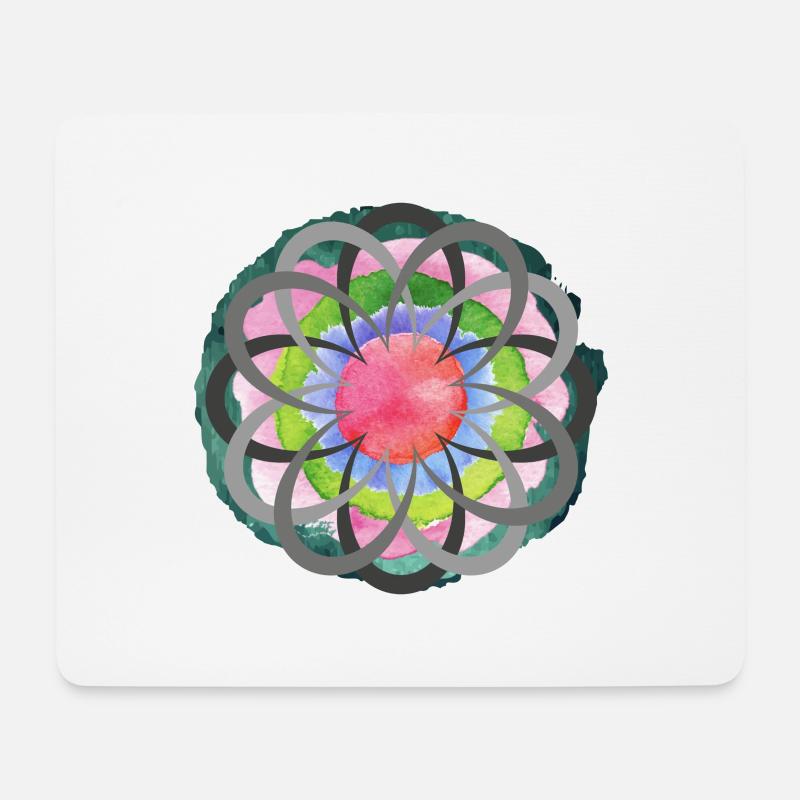 Color Bloom Mandala – Ruhe trifft Farbe - Mousepad (Querformat) - Weiß