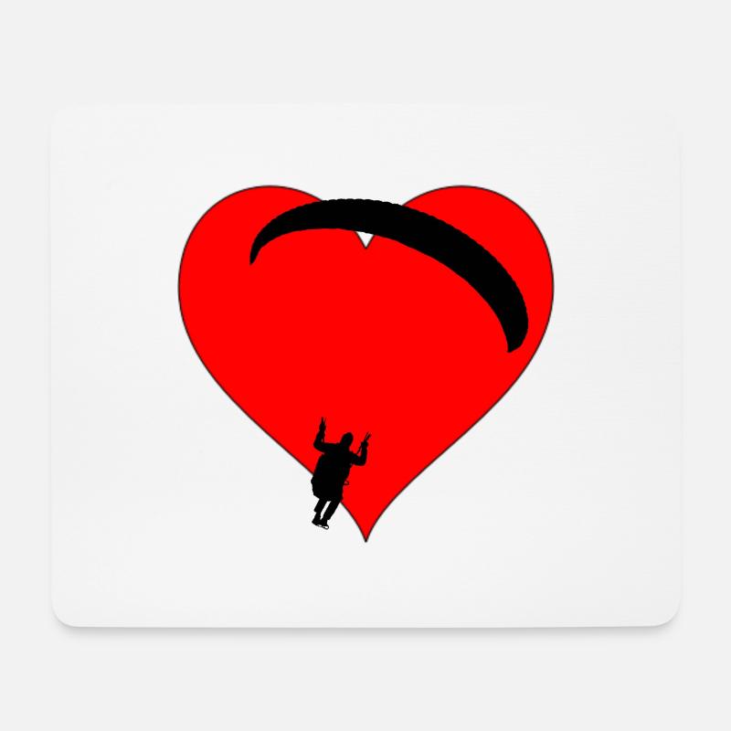 Gleitschirm mit Herz - Mousepad (Querformat) - Weiß