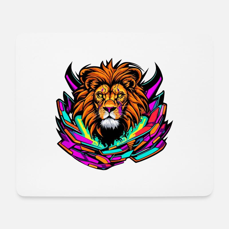 Herz und Seele eines Löwen - Mousepad (Querformat) - Weiß