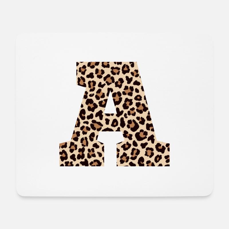 Letter A Leopard Pattern - Birthday Gift Idea - Mouse Pad (horizontal) - white