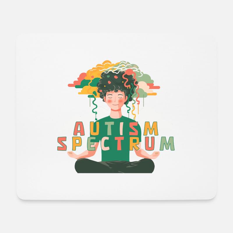 Glückliches Autismus-Spektrum-Kind, das Gedanken meditiert. - Mousepad (Querformat) - Weiß