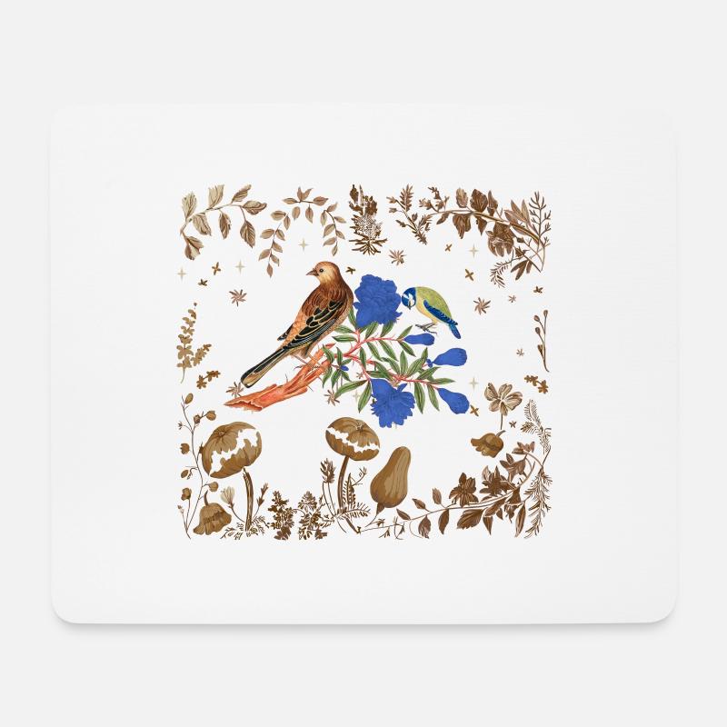 Wildtiere Vögel Vogel Blumen Flora Natur - Mousepad (Querformat) - Weiß
