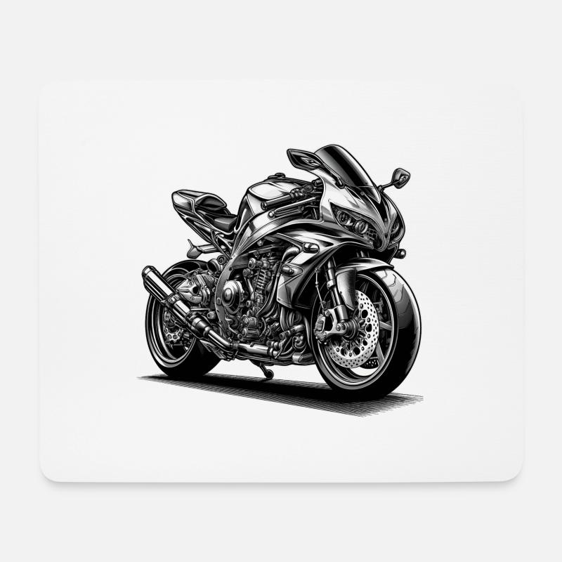 Motorrad 1 - Mousepad (Querformat) - Weiß