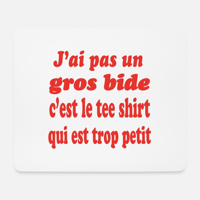 T-Shirt mit großem Bauch zu klein - Mousepad (Querformat) - Weiß