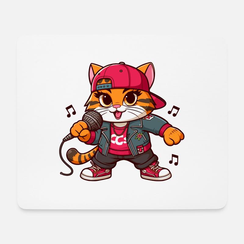Forced Cat: Hip-Hop-Sängerin - Mousepad (Querformat) - Weiß