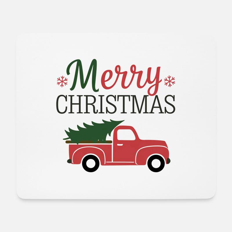 Merry Christmas - Auto mit Weihnachtsbaum - Mousepad (Querformat) - Weiß