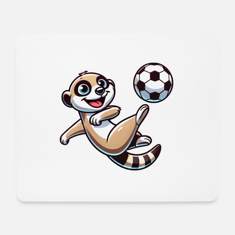 Fussball Erdmännchen - Mousepad (Querformat) - Weiß
