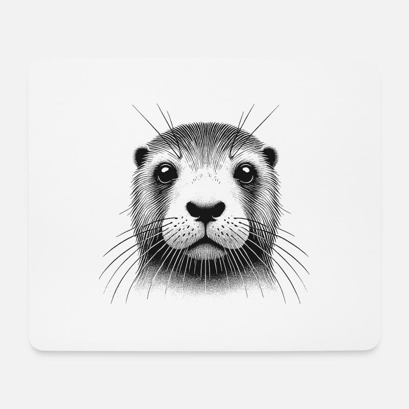 Fischotter - Mousepad (Querformat) - Weiß