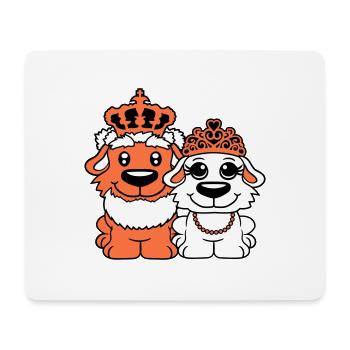 Deux Chiens Couronne Roi Reine Souverain Majesté - Tapis de souris (format paysage) - blanc - Devant