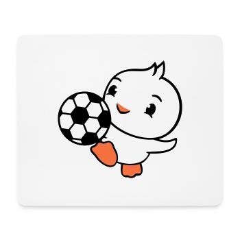 Ente spielt Fußball Ball Tor schießen kicken Spaß - Mousepad (Querformat) - Weiß - Vorne