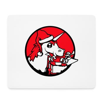 Licorne Noël Père Noël Cadeaux Chapeau - Tapis de souris (format paysage) - blanc - Devant