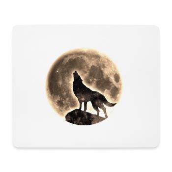 Wolf, Vollmond, Wölfe, Mond, Indianer, Wild, Hund - Mousepad (Querformat) - Weiß - Vorne