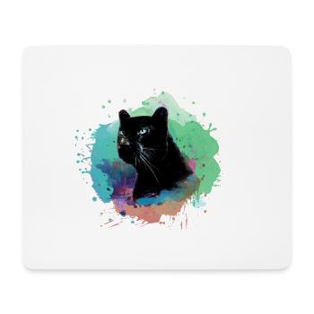 panther,gepard,leopard,schwarz,bunt,graffiti - Mousepad (Querformat) - Weiß - Vorne