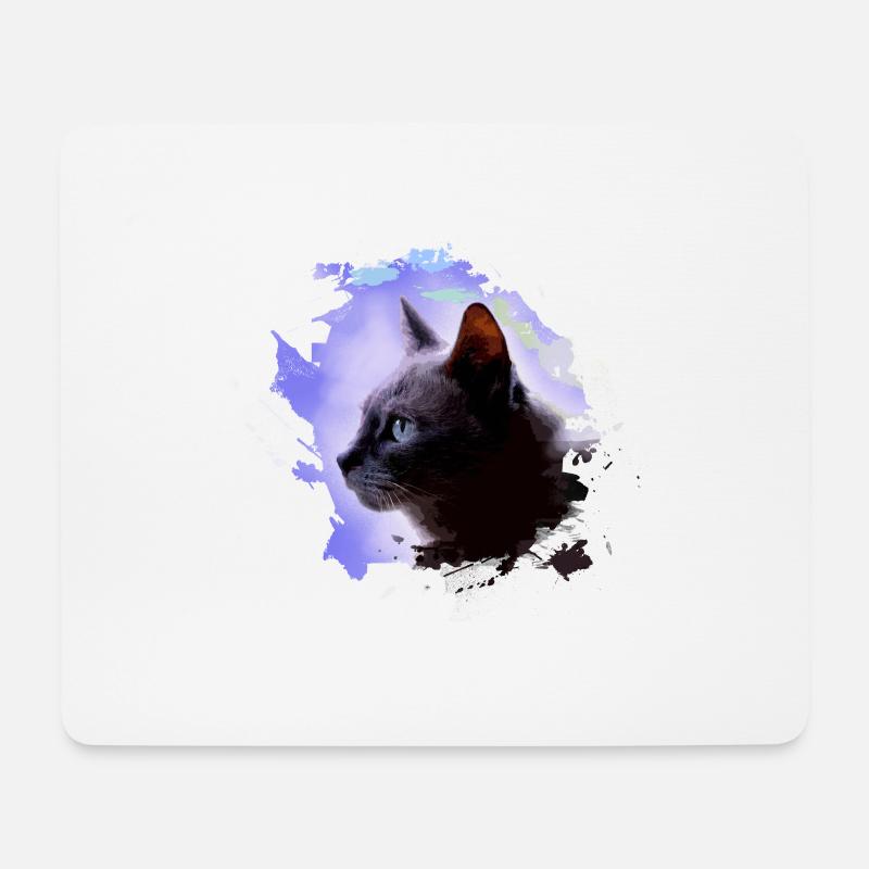 katze, bunt,aquarell, kunst,malerei,graffiti,lila - Mousepad (Querformat) - Weiß