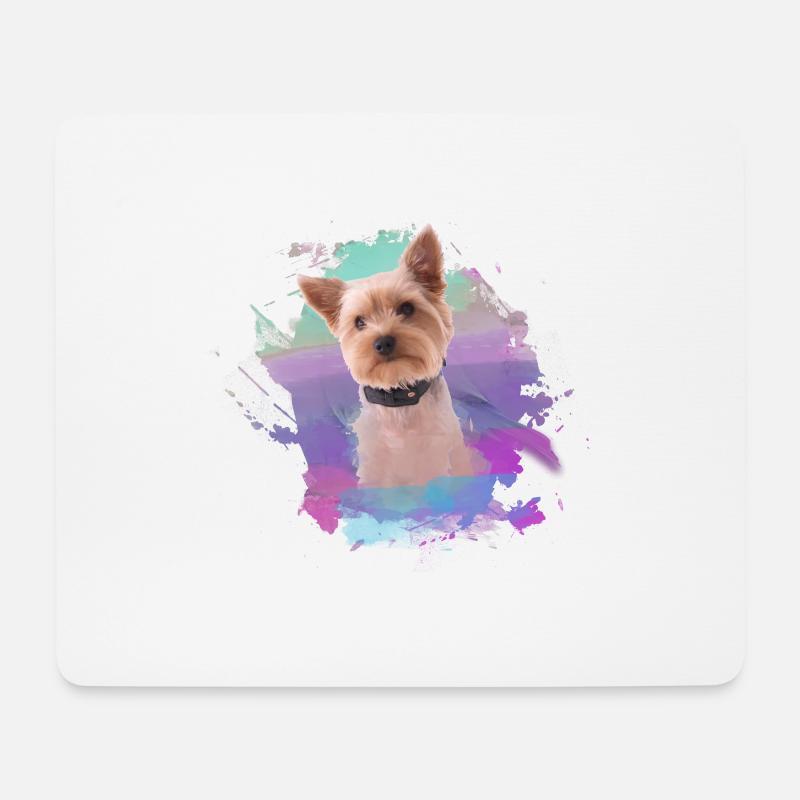 yorkshire terrier, hund, graffiti,terrier, bunt - Mousepad (Querformat) - Weiß