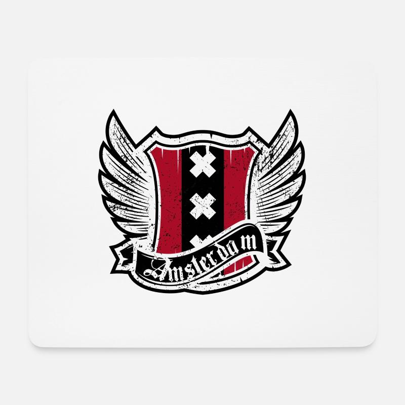 Geflügeltes Amsterdamer Wappen - Mousepad (Querformat) - Weiß