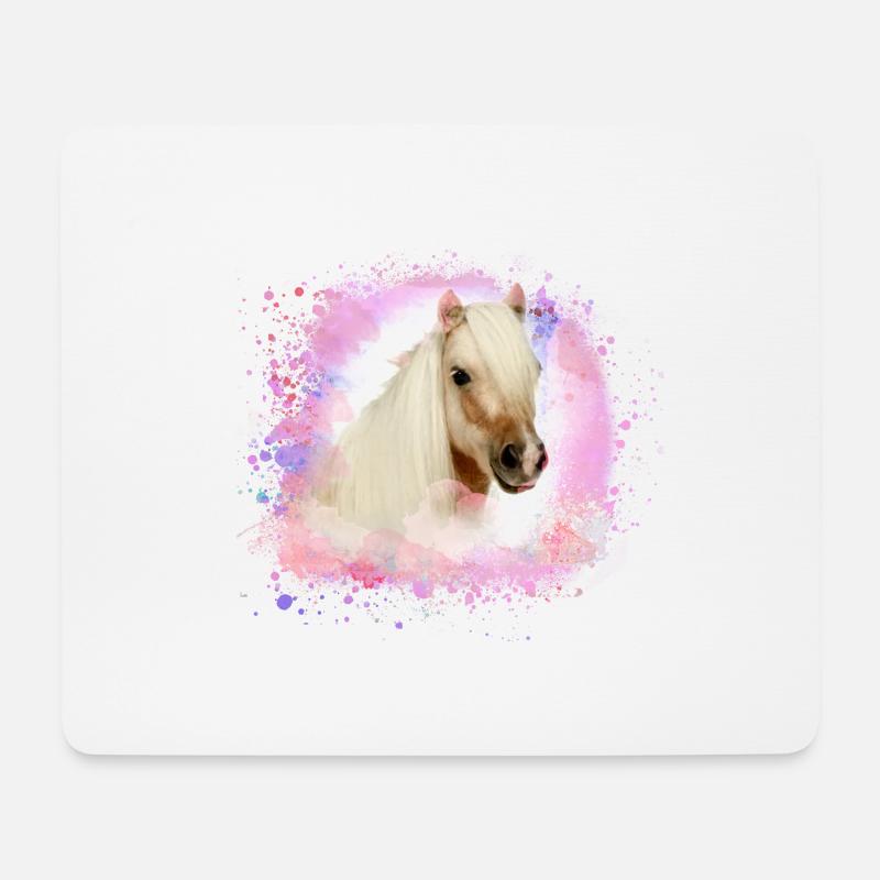 pony, pink, shettland,pferd,pony,weisses pony - Mousepad (Querformat) - Weiß