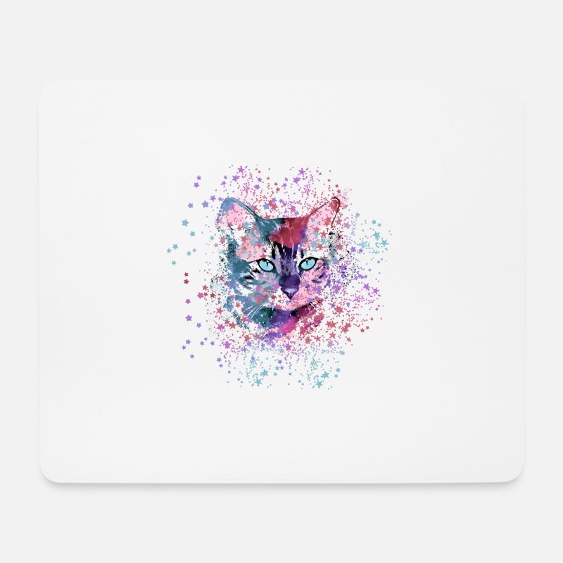 katze,bunt, Aquarell, kätzchen,sterne - Mousepad (Querformat) - Weiß