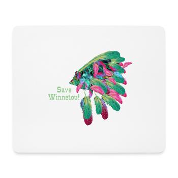 sauvez winnetou,winnetou,Indien,Plumes,Chef - Tapis de souris (format paysage) - blanc - Devant