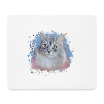 Siberian cat, graffiti, painting, cat - Mouse Pad (horizontal) - white - Front