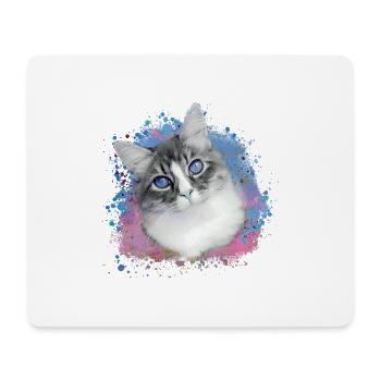 cat, colorful, watercolor, art, painting, graffiti, blue - Mouse Pad (horizontal) - white - Front