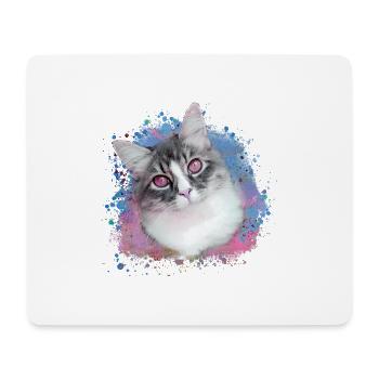 cat, colorful, watercolor, art, painting, graffiti, pink - Mouse Pad (horizontal) - white - Front